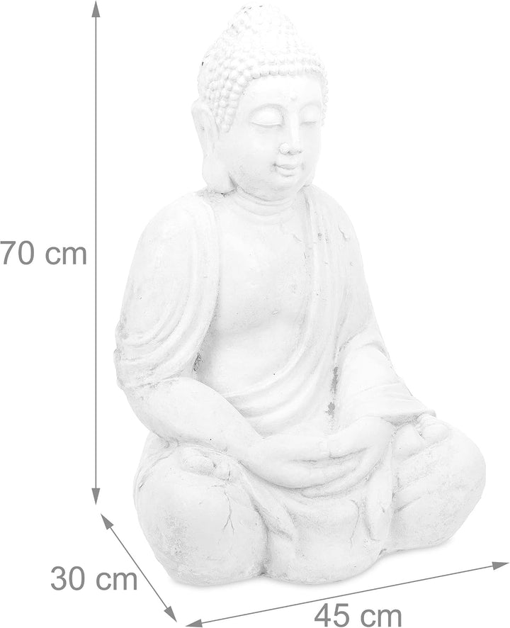 Relaxdays Buddha Figur sitzend, 70 cm hoch, XL Garten Dekofigur, wetterfest &amp; frostsicher, Dekoskulp