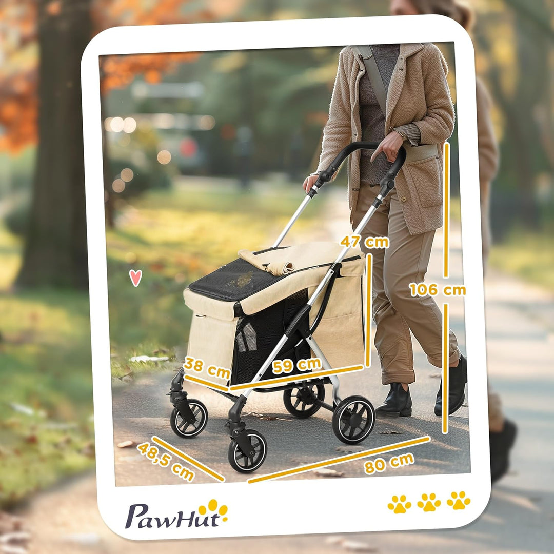 PawHut Hundewagen leicht Hundebuggy aus Aluminium klappbar für Hunde &amp; Katzen Katzenbuggy mit Kissen