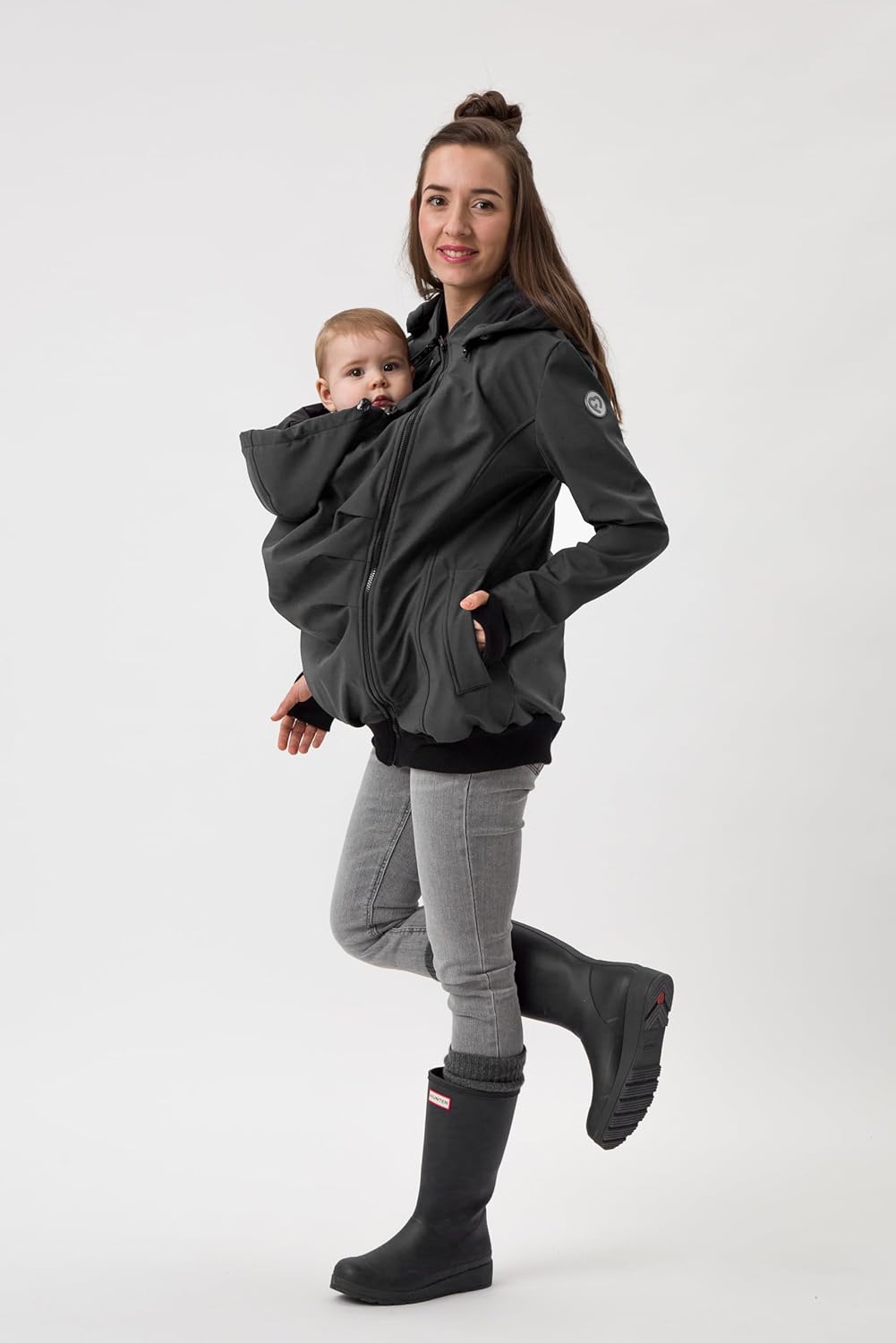 fun2bemum EVEREST 6in1 BACK/FRONT Softshell Jacke, Tragejacke, Babytragejacke,Schwangerschaftsjacke