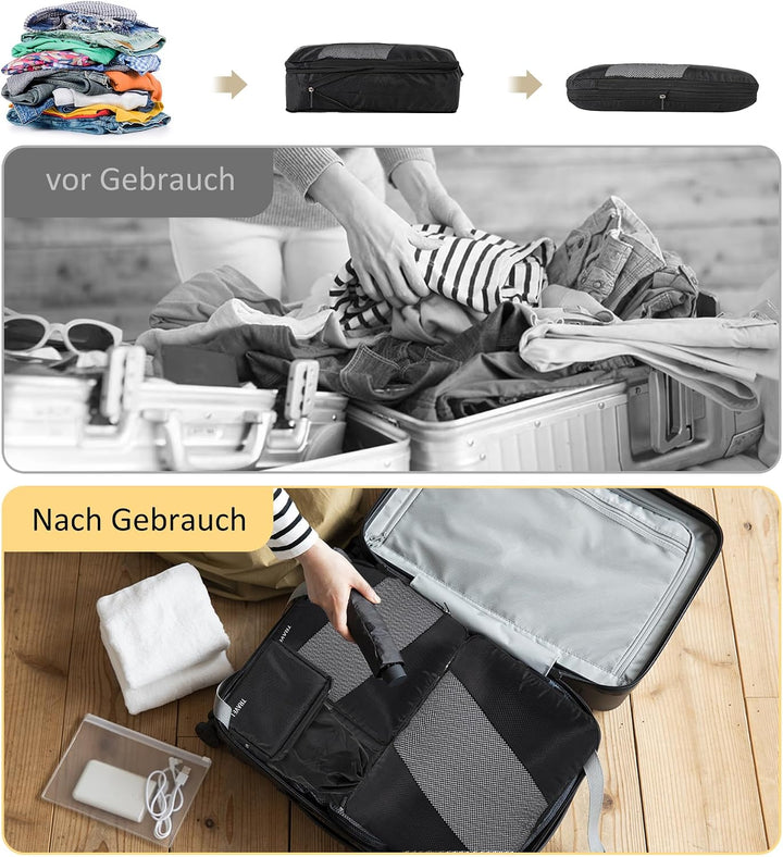 Koffer Organizer Set 6-teilig, Packing Cubes Verpackungswürfel, Packtaschen für Koffer Reiseorganize