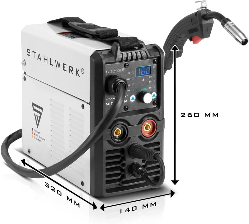 STAHLWERK MIG MAG 160 M IGBT-Schweissgerät Vollsynergisches 5 in 1 Kombigerät mit echten 160 Ampere