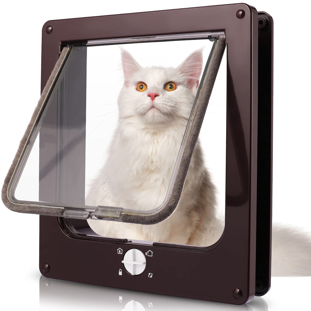 Sailnovo Katzenklappe Hundeklappe 4 Wege Facile-Verschluss für Katzen und kleine Hunde, Installieren