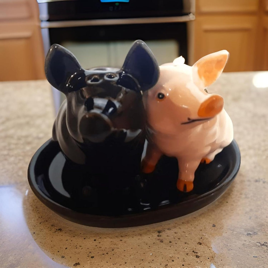 Schweine Salz und Pfeffer-streuer Set Keramik Tiere Schweine Geschenk 3 teilig