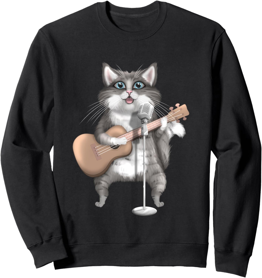 Kitty Cat Singing Guitar Player Musician Music Guitarist Sweatshirt