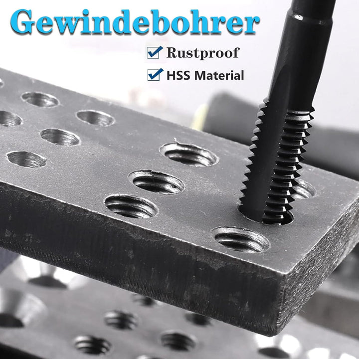 Yuentoen 7 Stück Handgewindebohrer,HSS 6542 Metrischer Rechtsgewinde Gewindebohrer Satz,M3 M4 M5 M6