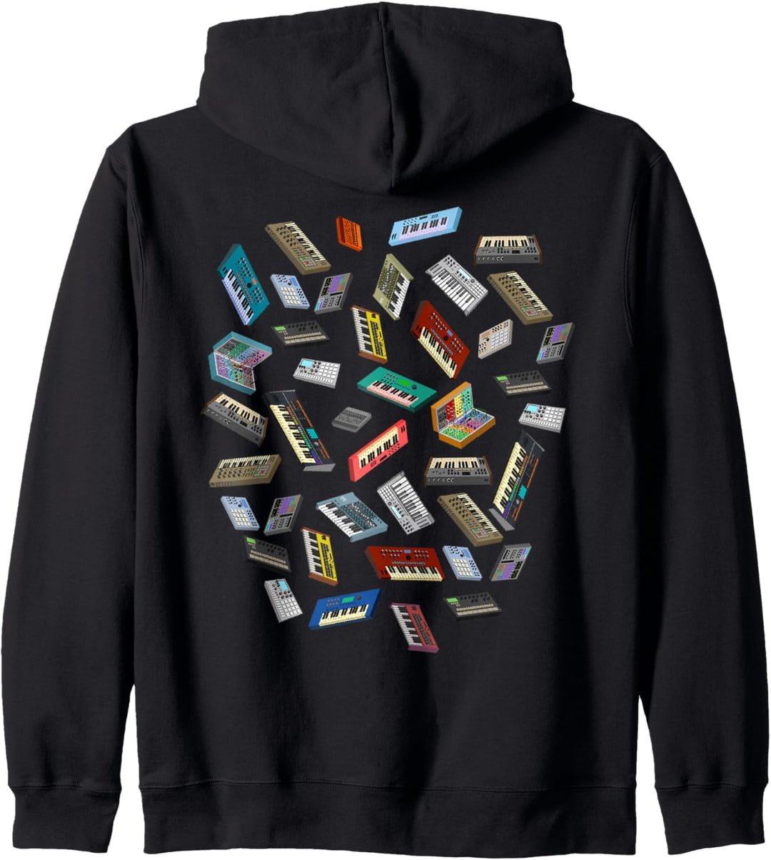 Synthesizer Pixel Art für Musiker Kapuzenjacke
