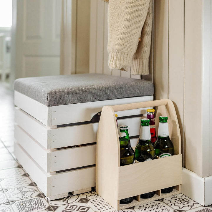 Creative Deco Flaschenträger Holz für 6 Bierflaschen | Bierträger Flaschenhalter | Masse 24 x 16 x 3
