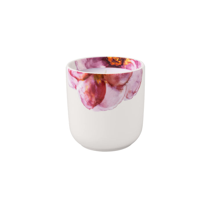 Villeroy & Boch – Rose Garden Home Duftkerze Velvet Rose 8,5 x 8,5 x 9 cm, Porzellan Duftkerze 9 cm,