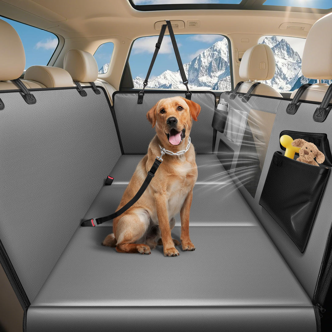 Hundedecke für Auto Rückbank Hundesitzbezug mit Harter Unterseite inkl. Seitenschutz und Sichtfenste