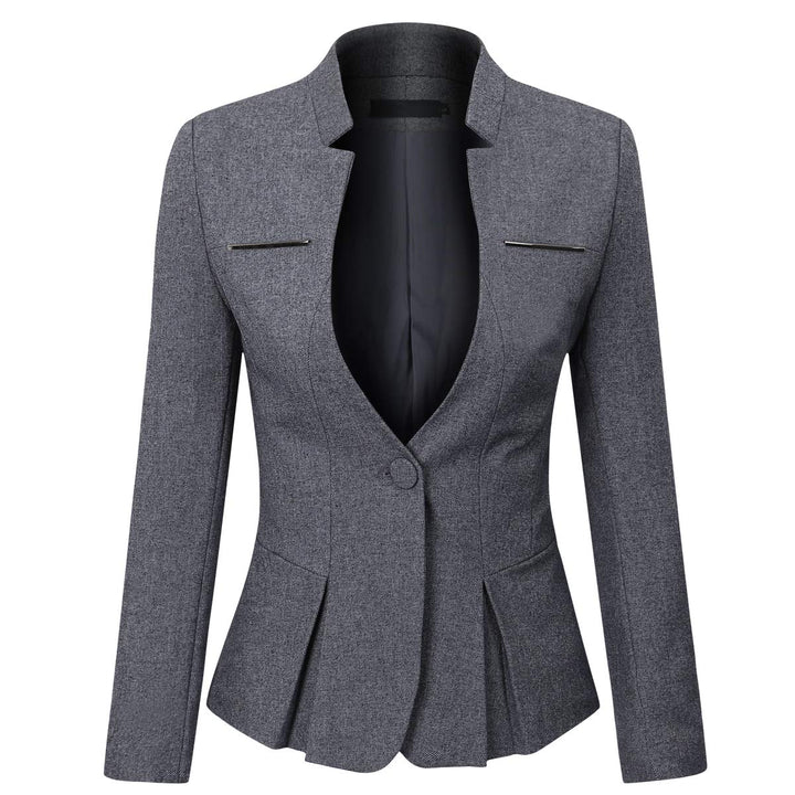 YYNUDA Damen Slim Fit Blazer Sommer Elegant Anzugjacke mit EIN Knopf Kurz für Office Business M Dunk