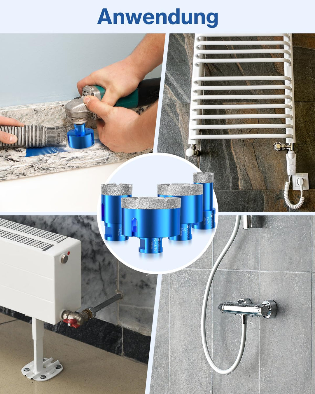 M14 Fliesenbohrer, Lytool 4 tlg Diamantbohrer Glasbohrer Set für M14 Winkelschleifer ø 20 | 35 | 50