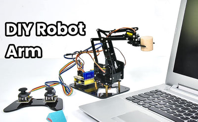 KEYESTUDIO Roboter Bausatz 4-Achsen Servo Steuerung Rollarm, Programmierbare für Arduino Roboter für