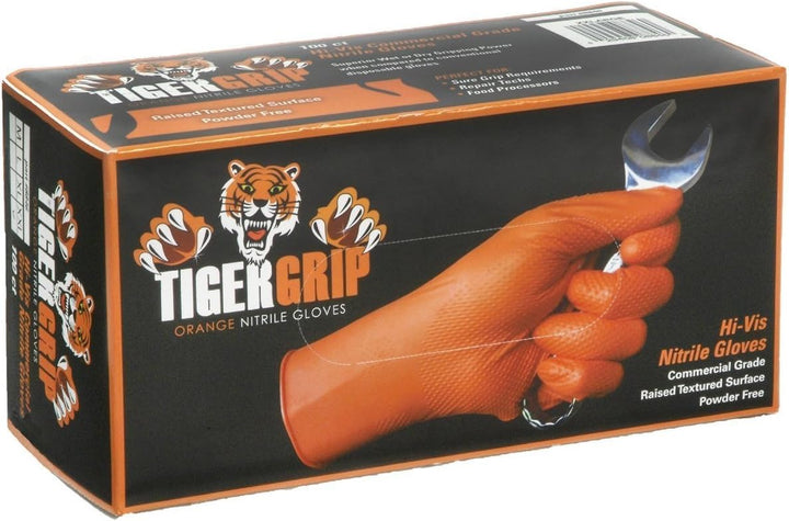 Kunzer Nitril-Einweghandschuhe Orange TIGER Grip Grösse XXL (Dispenser mit 90 Stück) 2XL (90 Stück),
