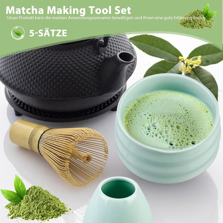 Matcha Tee Set, Matcha Besen Set mit Matcha-Schneebesen, Besenhalter, Matcha Schale aus Keramik, 2 T