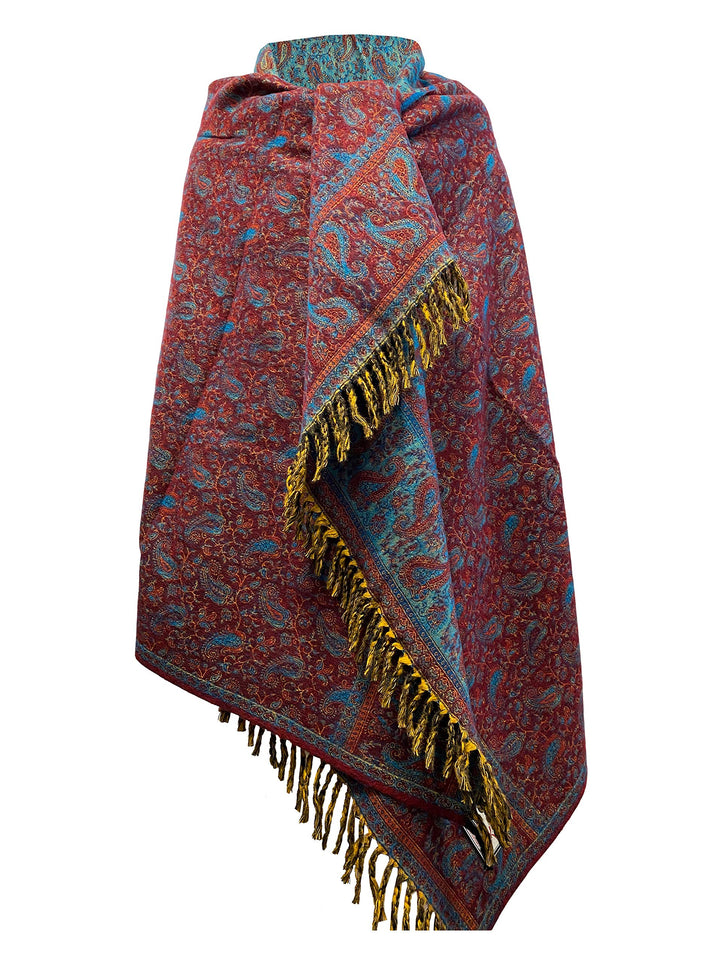 TIBET Winterschal mit Blumenmuster und Paisleymuster, handgefertigt, luxuriös, Dekoration, Decke, Üb
