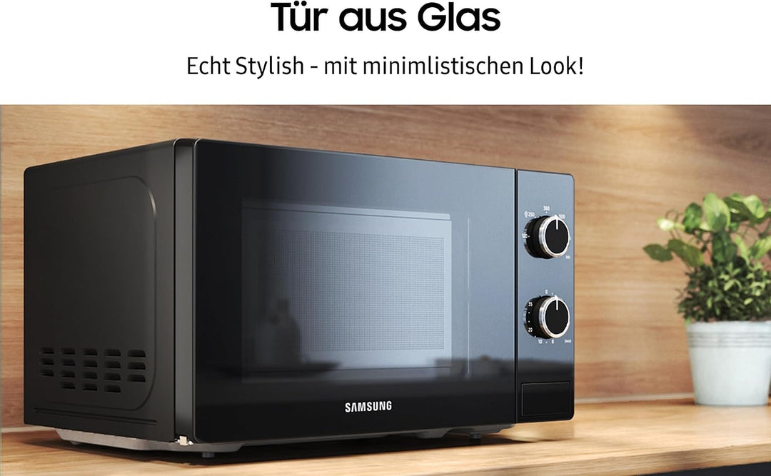 Samsung Solo-Mikrowelle, 700 W, Epoxy-Garraum mit 20 l Volumen, 5 Leistungsstufen, Defrost, Weiss/Sc