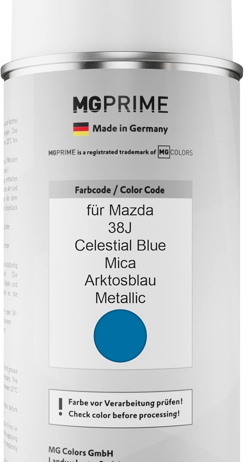 MG PRIME Autolack Sprühdosen Set für Mazda 38J Celestial Blue Mica/Arktosblau Metallic Basislack Kla