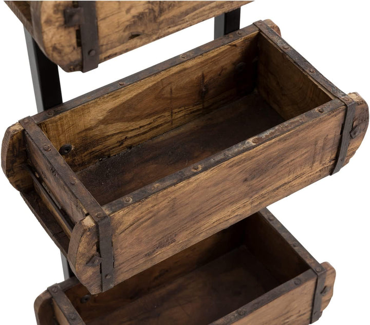 Woodkings® Wandregal Ziegelform 3er Altholz Metall Wandderoration Aufbewahrungsbox Backsteinform rus