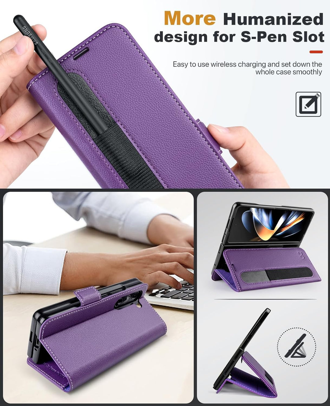 OCASE Hülle Samsung Galaxy Z Fold 5 5G Handyhülle mit [S Pen Halter] [Grenzschutz] [Premium PU Leder