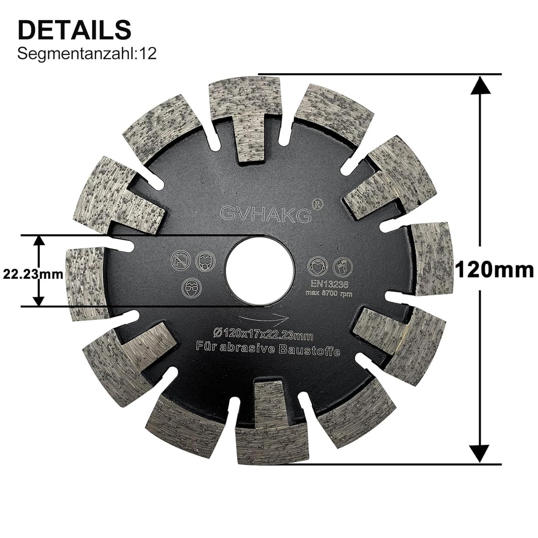 GVHAKG Tuck Point 120mm Diamant Fräser,Sehr verschleissfest Lange Lebensspanne für Estrich, Asphalt,