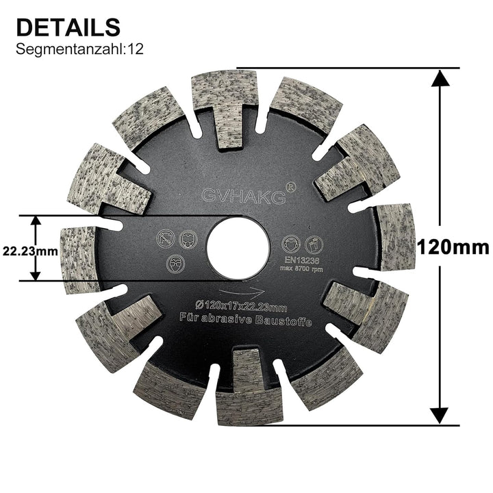 GVHAKG Tuck Point 120mm Diamant Fräser,Sehr verschleissfest Lange Lebensspanne für Estrich, Asphalt,