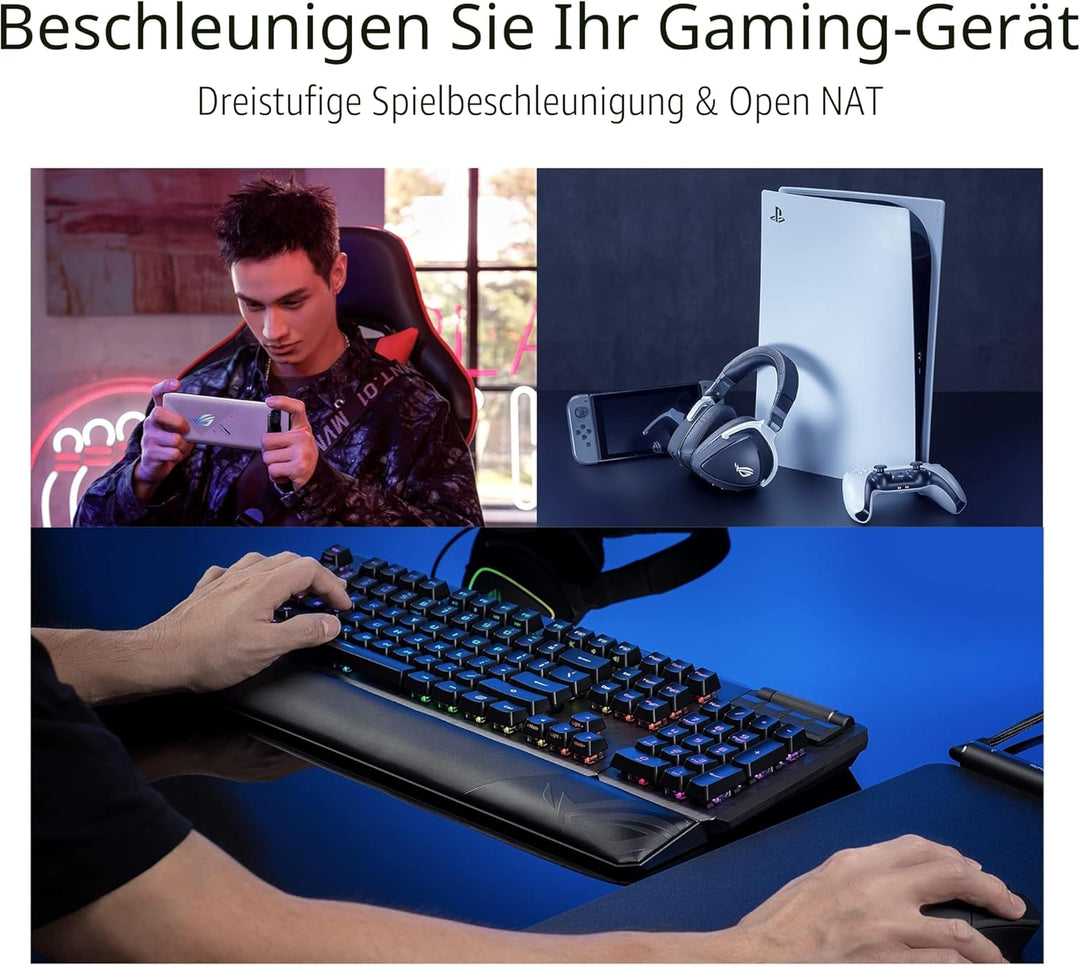ASUS ROG Rapture GT6 AX10000 1er Pack Tri-Band Gaming Mesh WiFi System kombinierbarer Router (Tether
