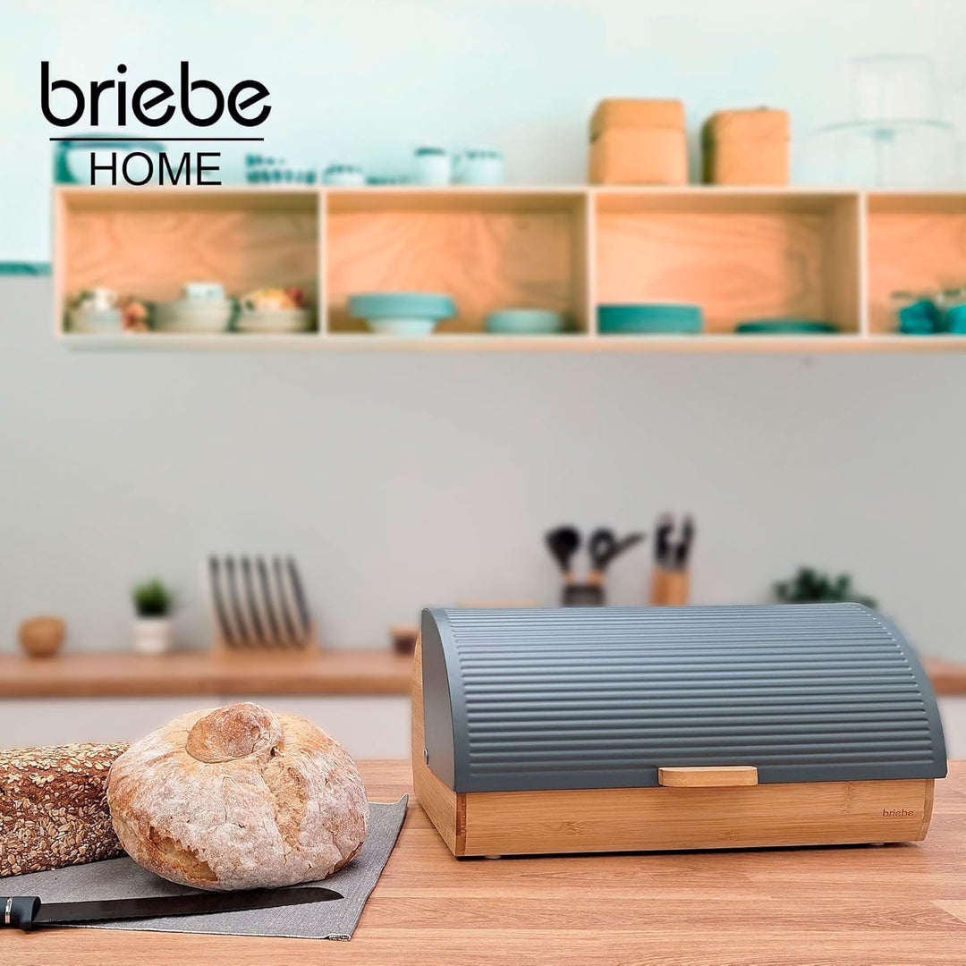 briebe Nordic Brotkasten für Brotaufbewahrung aus Bambusholz, Langanhaltende Frische des Brotes, Sch