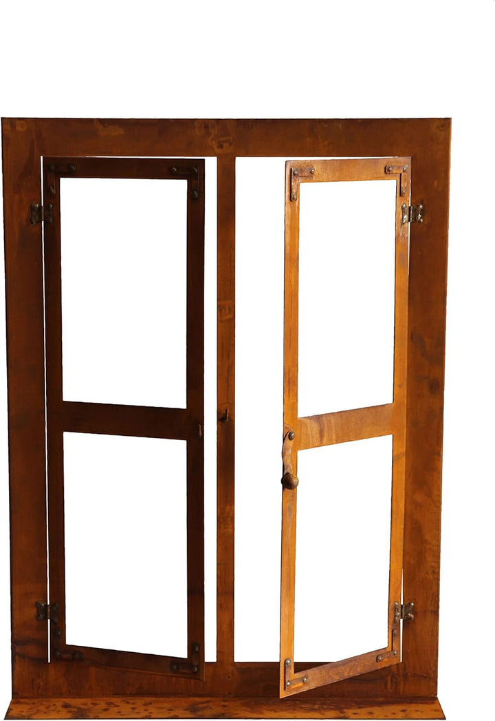 Bornhöft Gartendeko Fenster aus Metall im Rost-Design, 45cm x 60cm, Deko-Fenster Fensterrahmen Edelr