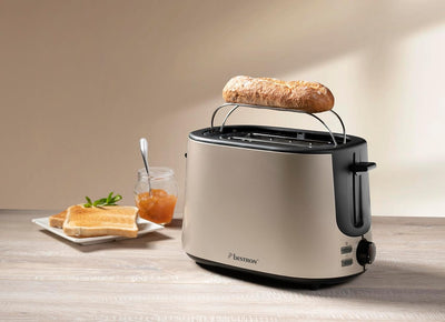 Bestron Toaster mit 2 Röstkammern, Toaster für 2 Scheiben, mit 7 Bräunungsstufen, Krümelschublade &