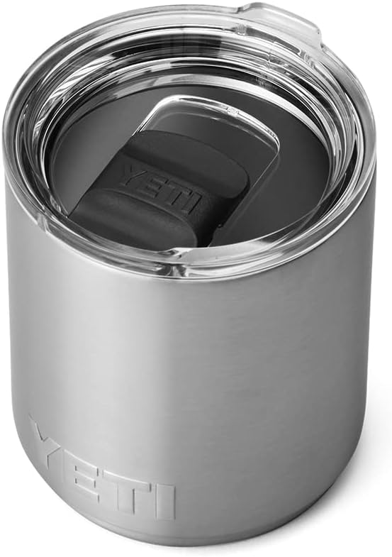 YETI Rambler Lowball, vakuumisolierter Edelstahl-Lowball mit MagSlider-Deckel, Edelstahl, 296 ml, Ed