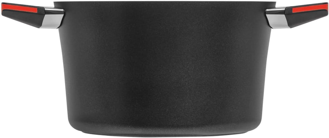 Guss-Kochtopf 2.5l/4.0l Volumen, 20/24cm, fettfrei (Rot, 24cm Ceran/Gas mit Glasdeckel) 24cm Ceran/G