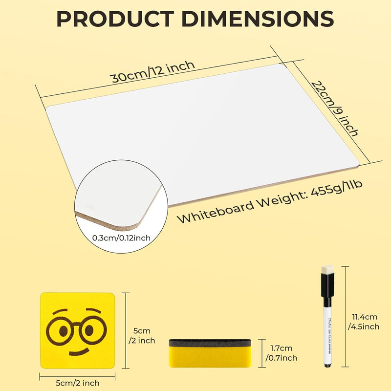 30 Stück Whiteboard Klein A4, Ohuhu 22 x 30 cm Mini Whiteboard Doppelseitiges Blanko mit 30 Stifte u