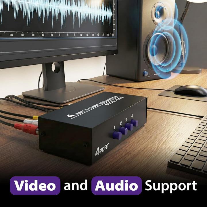 Fosmon - RCA Switcher Hub 3-Wege Audio/Video - Selector/Splitter für Microsoft Xbox 360, PlayStation