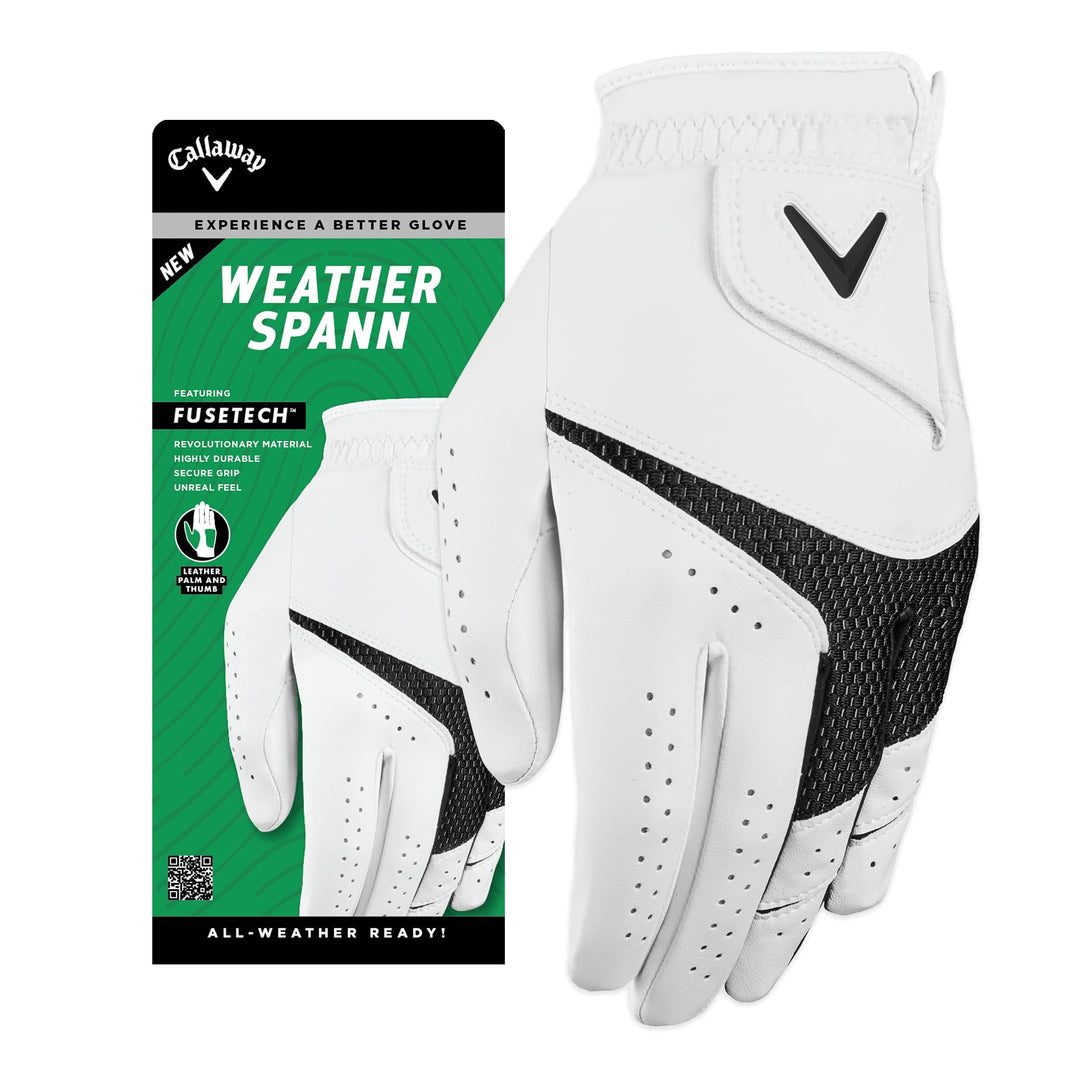 Callaway Golf Herren Weather Spann Golfhandschuh Weiss/opulenter Garten S Kadett (kurze Finger) Für