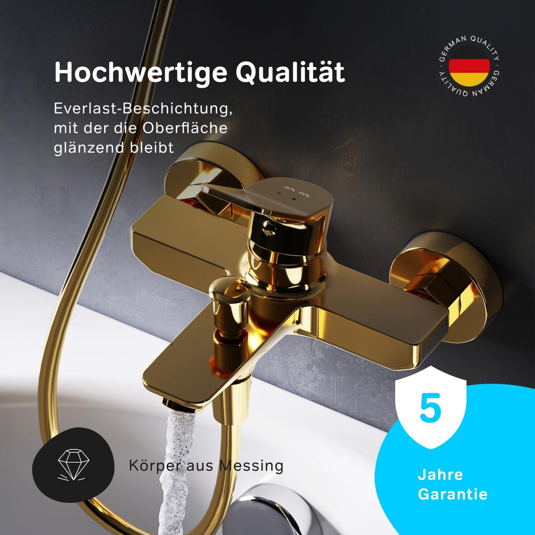 Badewannenarmatur mit Auslauf, Mischbatterie Badewanne, Brausebatterie Wanne, Einhand-Wannenbatterie