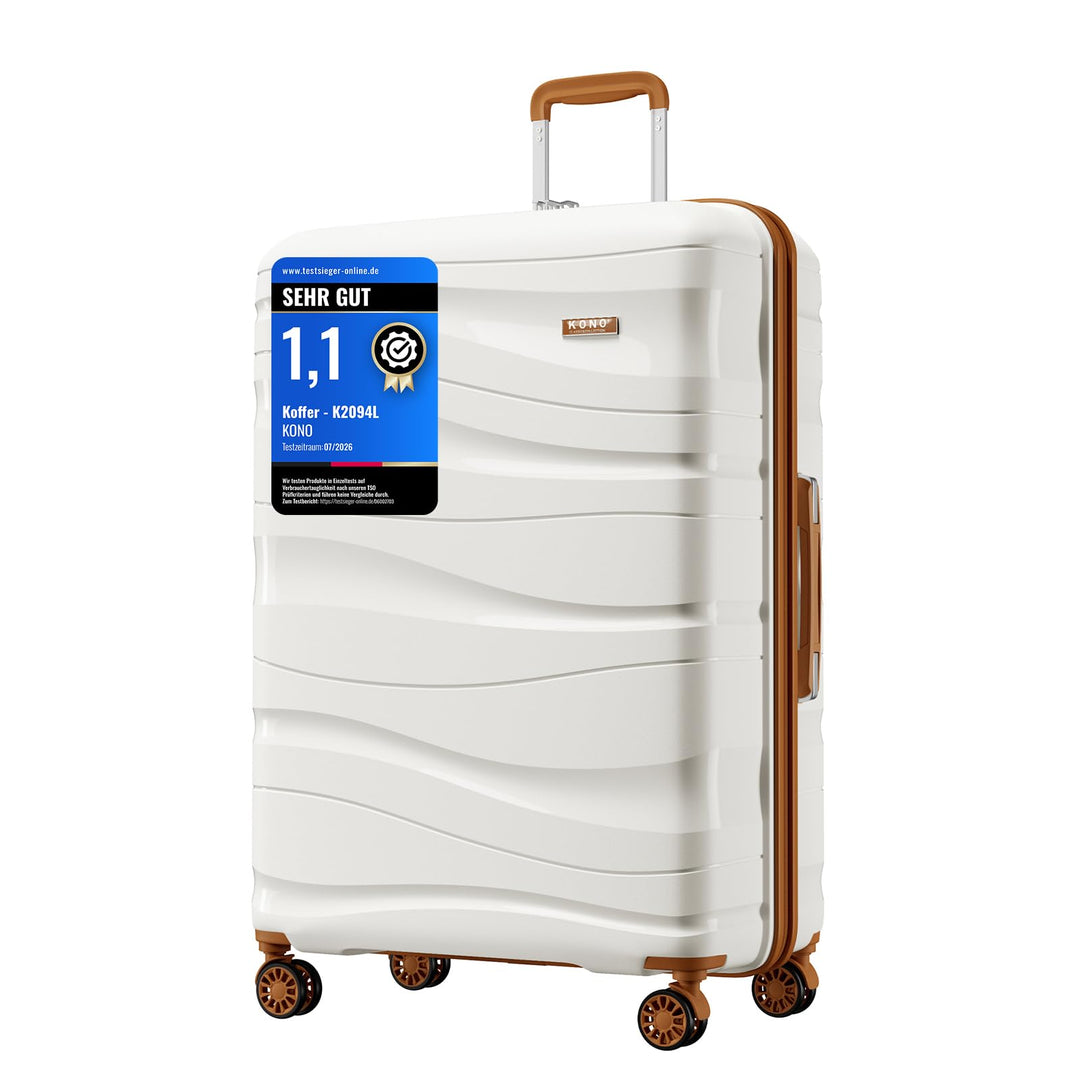 KONO Gross Koffer 75cm Leicht Reisekoffer aus Polypropylen Hartschale Koffer mit 4 Rollen und TSA Sc