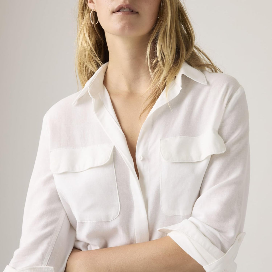 Levi's Damen Elaine Utility Shirt Hemd mit Button-Down-Kragen (1er Pack) S Bright White, S Bright Wh