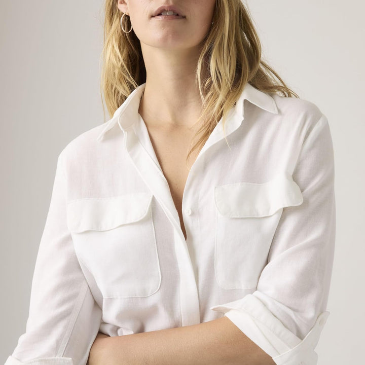 Levi's Damen Elaine Utility Shirt Hemd mit Button-Down-Kragen (1er Pack) M Bright White, M Bright Wh