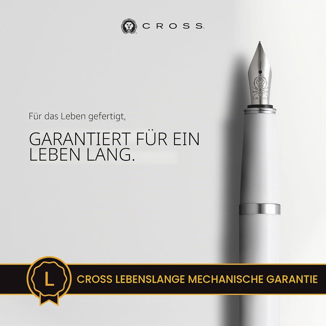 Cross Bailey Light Füllfederhalter (Federstärke F, inkl. Geschenkverpackung) Weiss F-Feder - fein We