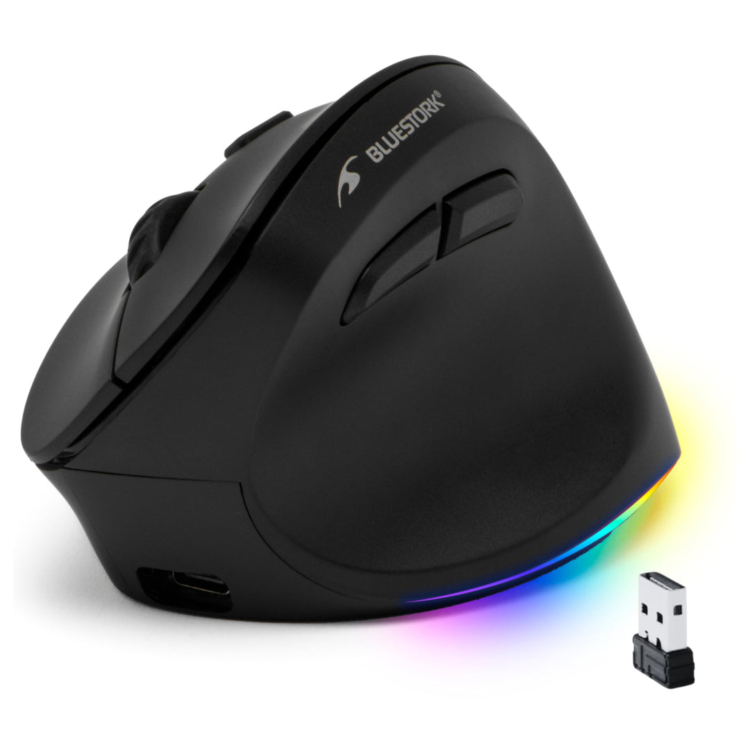 Bluestork - Ergonomische Vertikale Kabellose Maus 800-2400dpi 6 Tasten RGB Led - Ergonomische Maus K