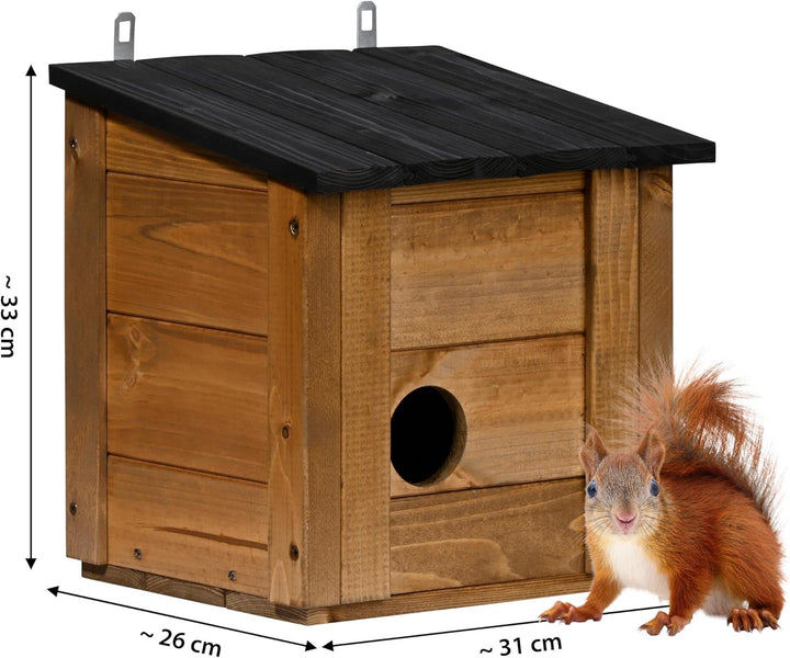 dobar® Eichhörnchenkobel mit 3 Eingängen - Eichhörnchen Futterhaus mit abnehmbarem Dach - Eichhörnch