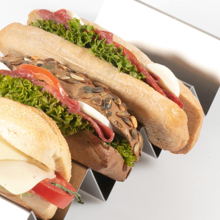 Kerafactum Hotdog Würstchen Halter Snackwelle Tacoständer 5 Hot Dog Ständer Ablage für Taco Snacks B