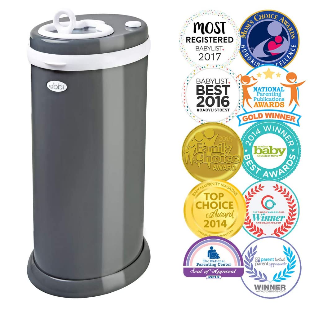 Ubbi Steel Diaper Pail, Odor Locking, No Special Bag Required, Award-Winning, Registry Must-Have, Sl