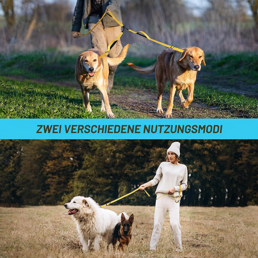 PetBonus Hundeleine Doppelleine für 2 Hunde, Keine Verwicklung Leine für 2 Hunde Gross, Verstellbar