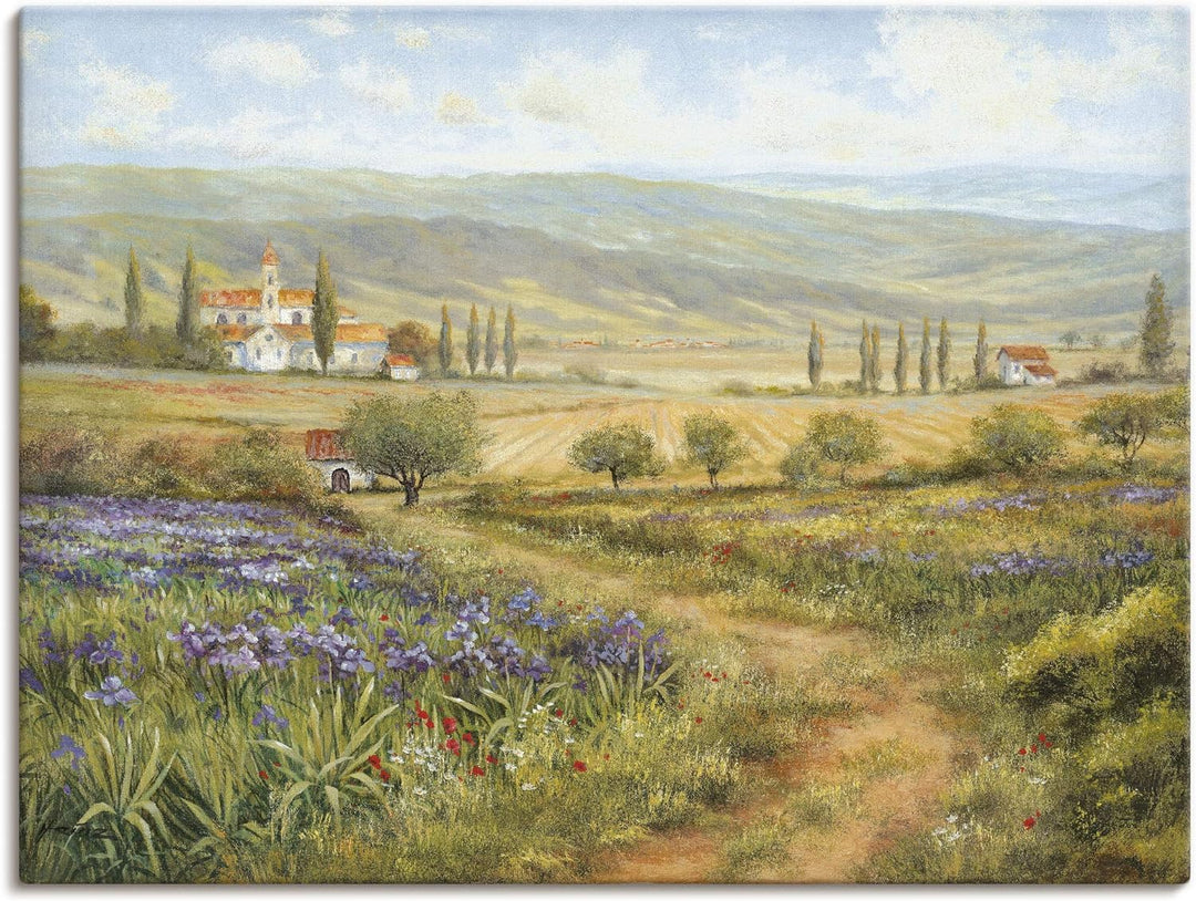 Leinwandbild Wandbild Bild auf Leinwand 80x60 cm Wanddeko Landschaft Provence Stadt Frankreich Natur