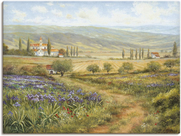 Leinwandbild Wandbild Bild auf Leinwand 80x60 cm Wanddeko Landschaft Provence Stadt Frankreich Natur