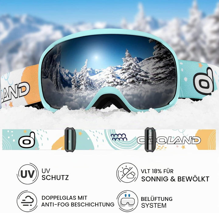 Odoland Kinder Skihelm und Skibrille Set, Snowboardhelm für Jungen und Mädchen, Verstellbar Schneehe