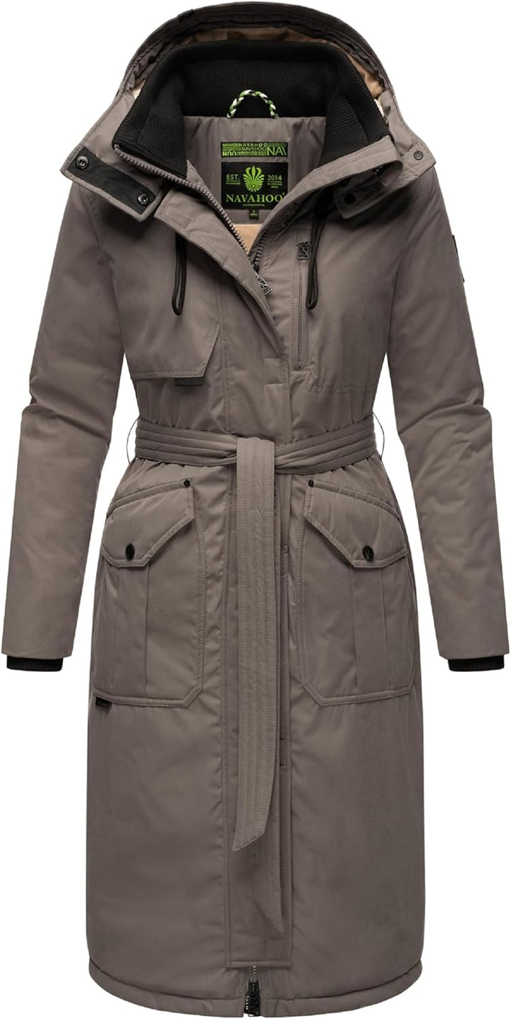 Navahoo Damen Wintermantel Warmer Parka lang mit hohem Kragen und weicher Kapuze Hokulanii XS-XXL S