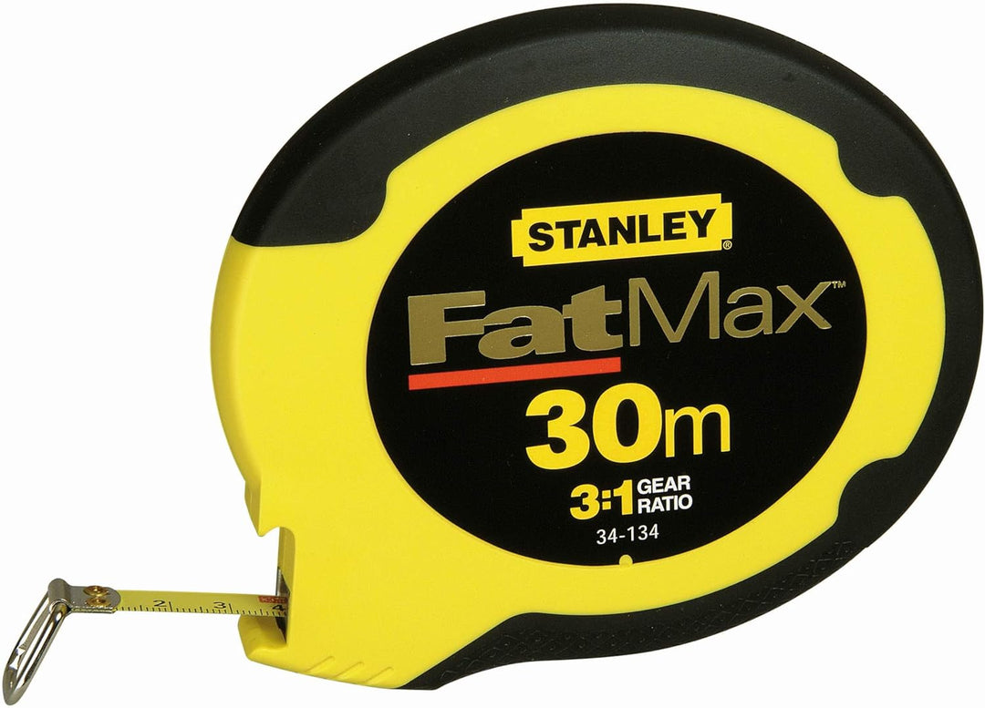 Stanley FatMax Kapselbandmass Stahl (30 m Länge, korrosionsbeständig, Bi-Material Gehäuse, Genauigke