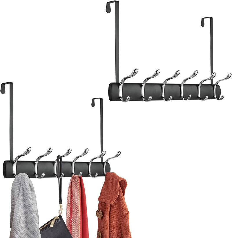 mDesign 2er-Set Türgarderobe zum Einhängen – 12 Garderobenhaken zum über die Tür hängen – Flurgarder